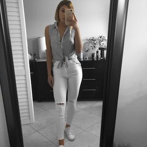 Blue pin stripped blouse